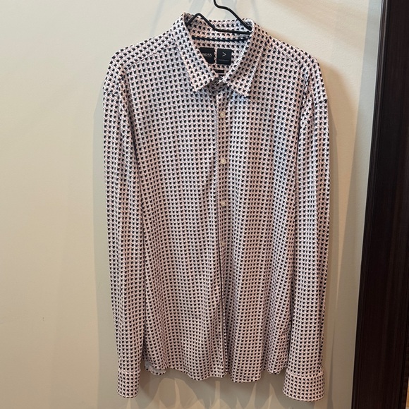 Hugo Boss Navy and White Patterned Button-Up Shirt - Picture 1 of 5